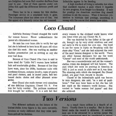 coco chanel obituary